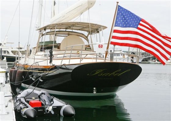 "Isabel," the 76-foot yacht owned by Democratic Sen. John Kerry of Massachusetts, is undergoing repairs at the Hinckley shipyard in Portsmouth, R.I., Friday, July 23, 2010.